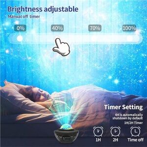 MOVSSOU Galaxy Projector Star Night Lights for Kids Room Bluetooth Speaker NIB